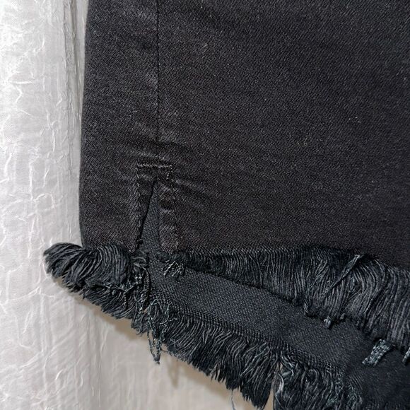 free people 26 crvy High Rise Black Raw Fringe Frayed Hem Denim Shorts - Picture 8 of 13